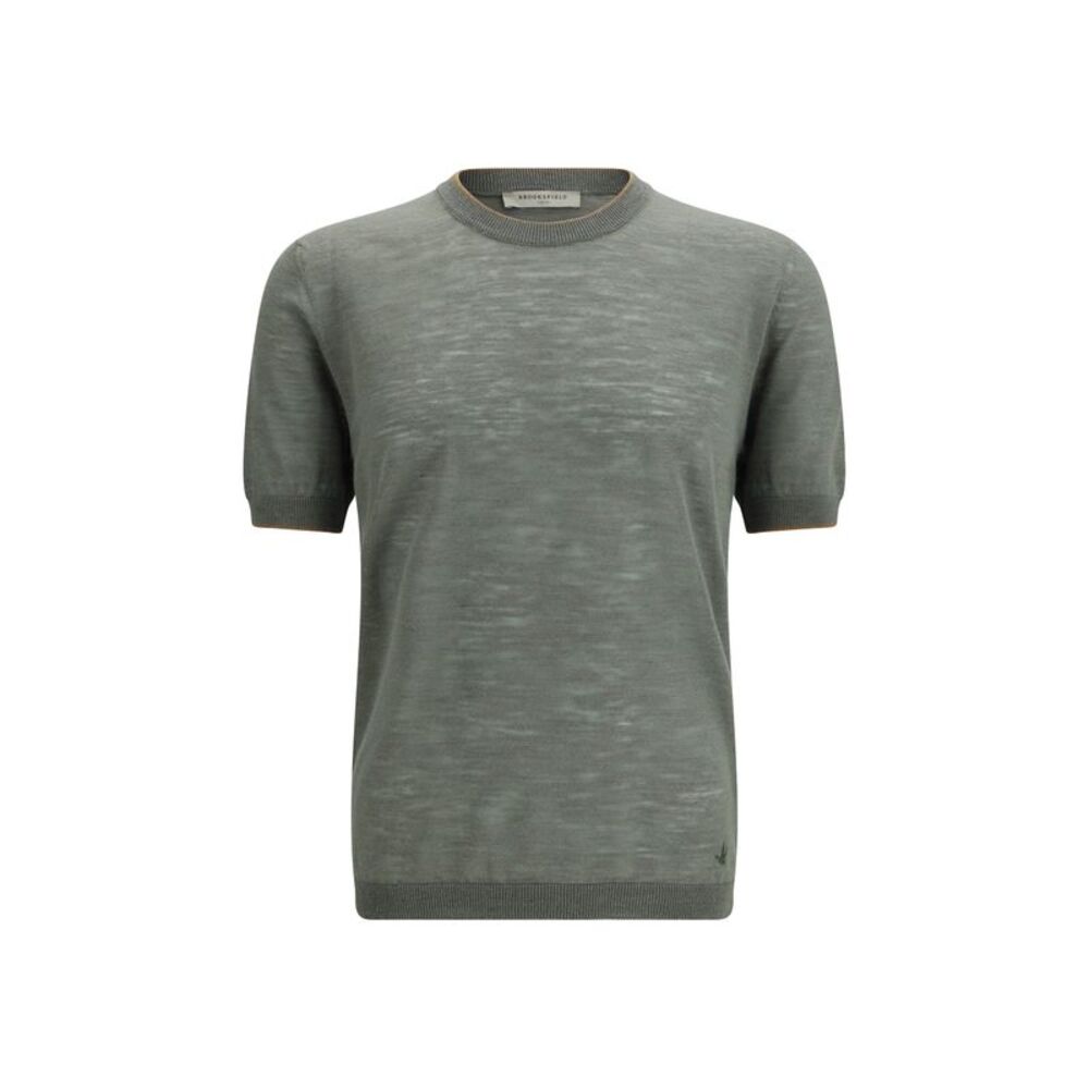 Brooksfield Men Short-Sleeved Linen Blend Shirt